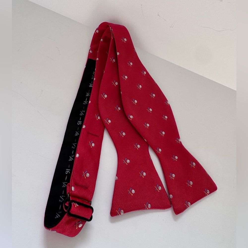 Peter-Blair Golf Ball and Tee Red Silk Adjustable Bow Tie